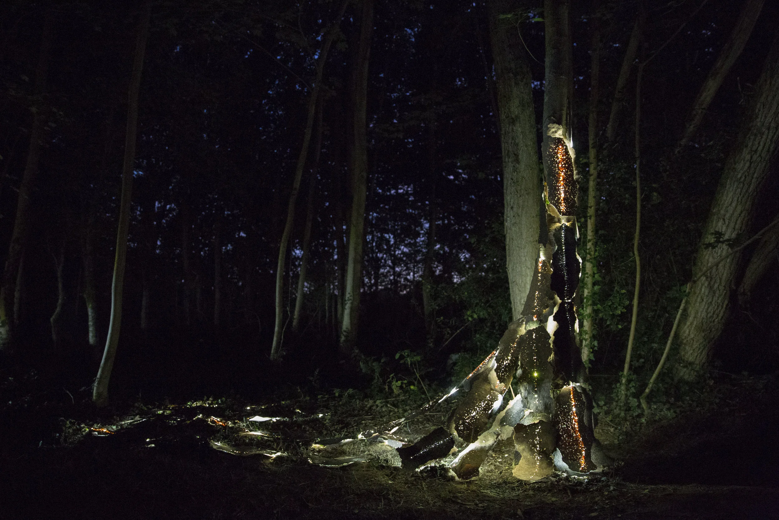  Installed at Domaine de Boisbuchet and sponsored by  Amorim Cork , this lighting intervention highlights the natural porousness and translucency of an array of cork sheet products. The form nods to the cork extraction process. 