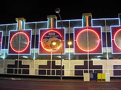 Fremont parking garage neon circles