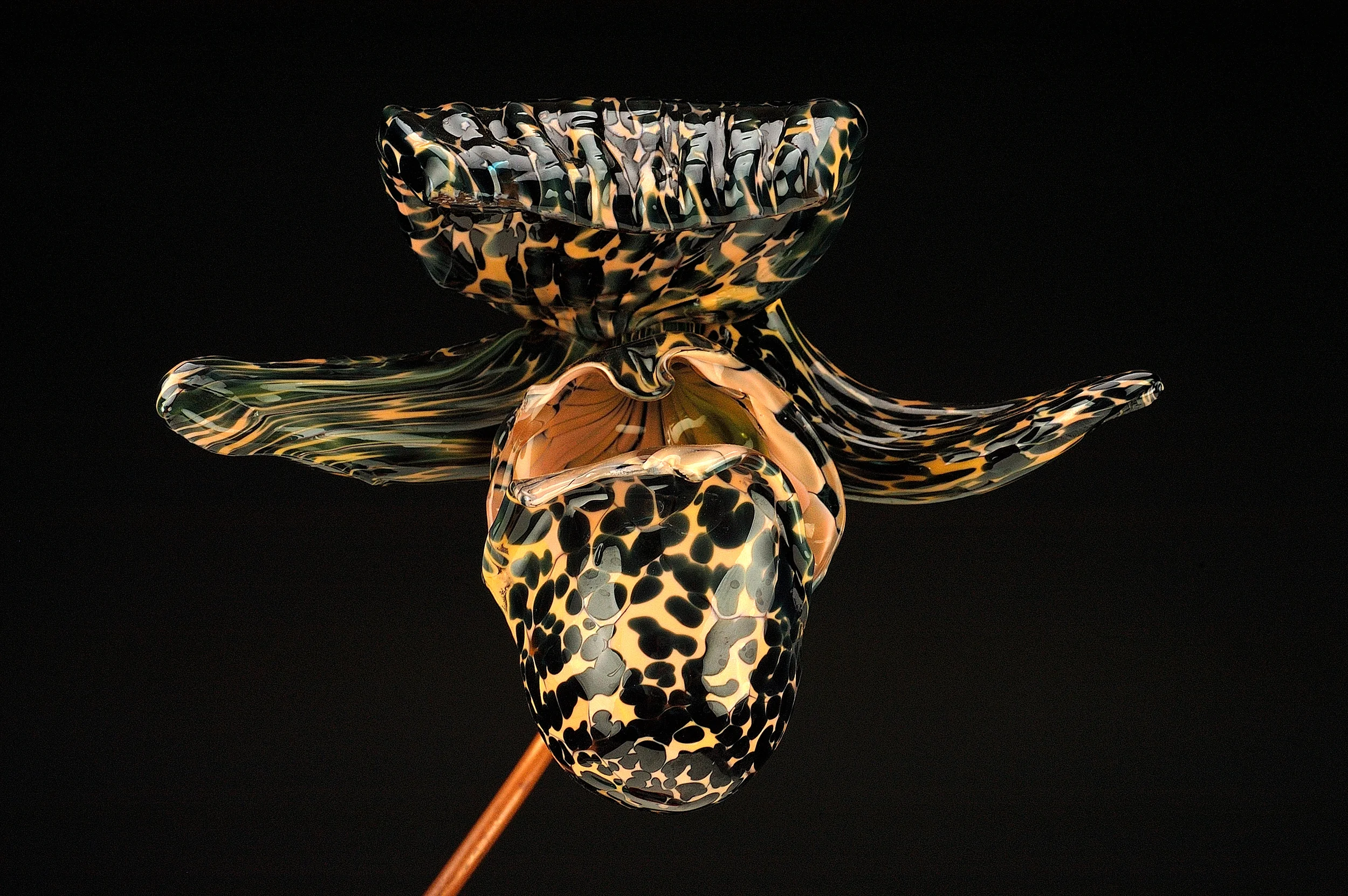 Client: Douglas Brown at Half Moon Bay Glass Art. http://hmbartglass.com/ Details: Mix Media Glass Orchid. Hot Sculpted. 2006 