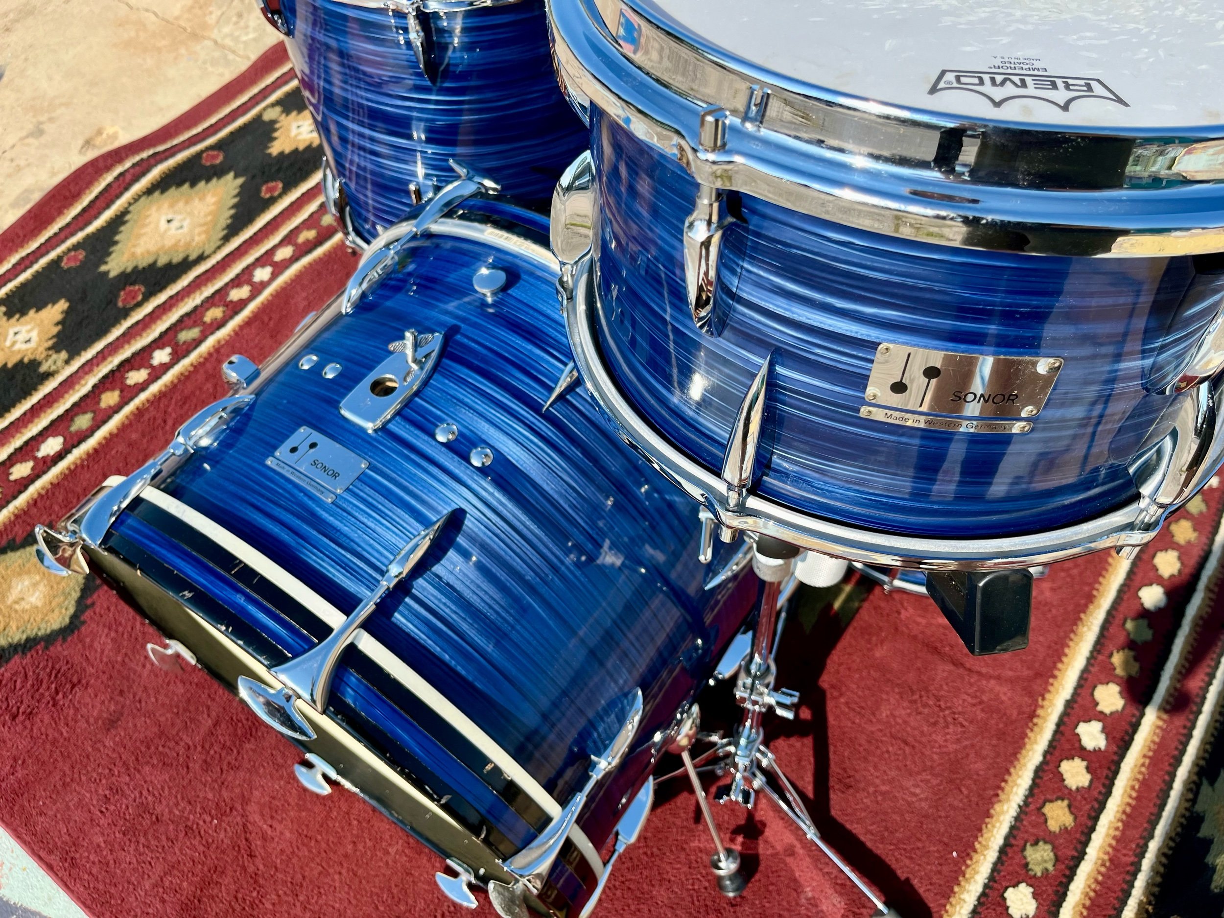 Sonor Teardrop drum set 1960's blue wrap drums for sale