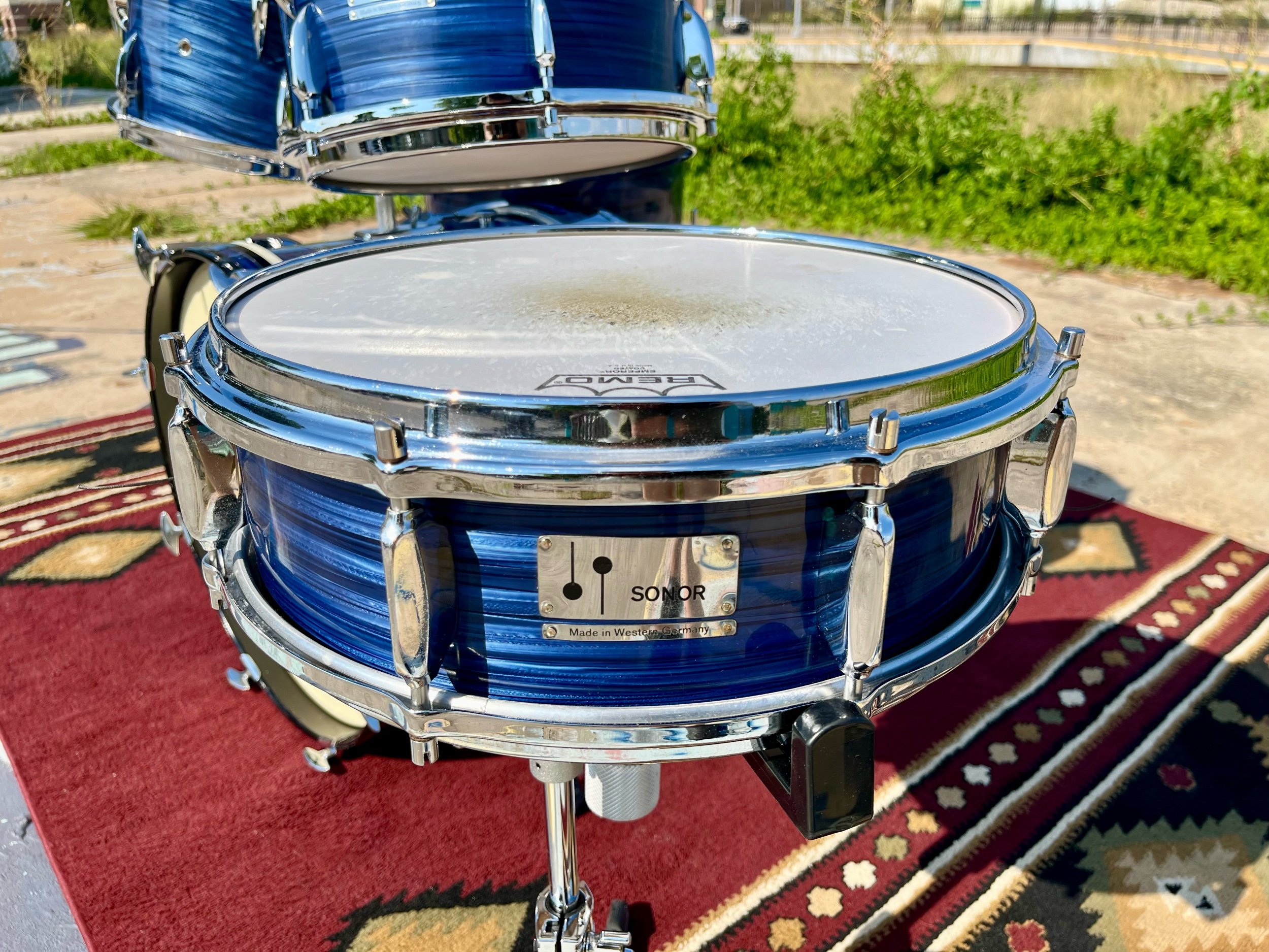 Sonor Teardrop drum set 1960's blue wrap drums for sale