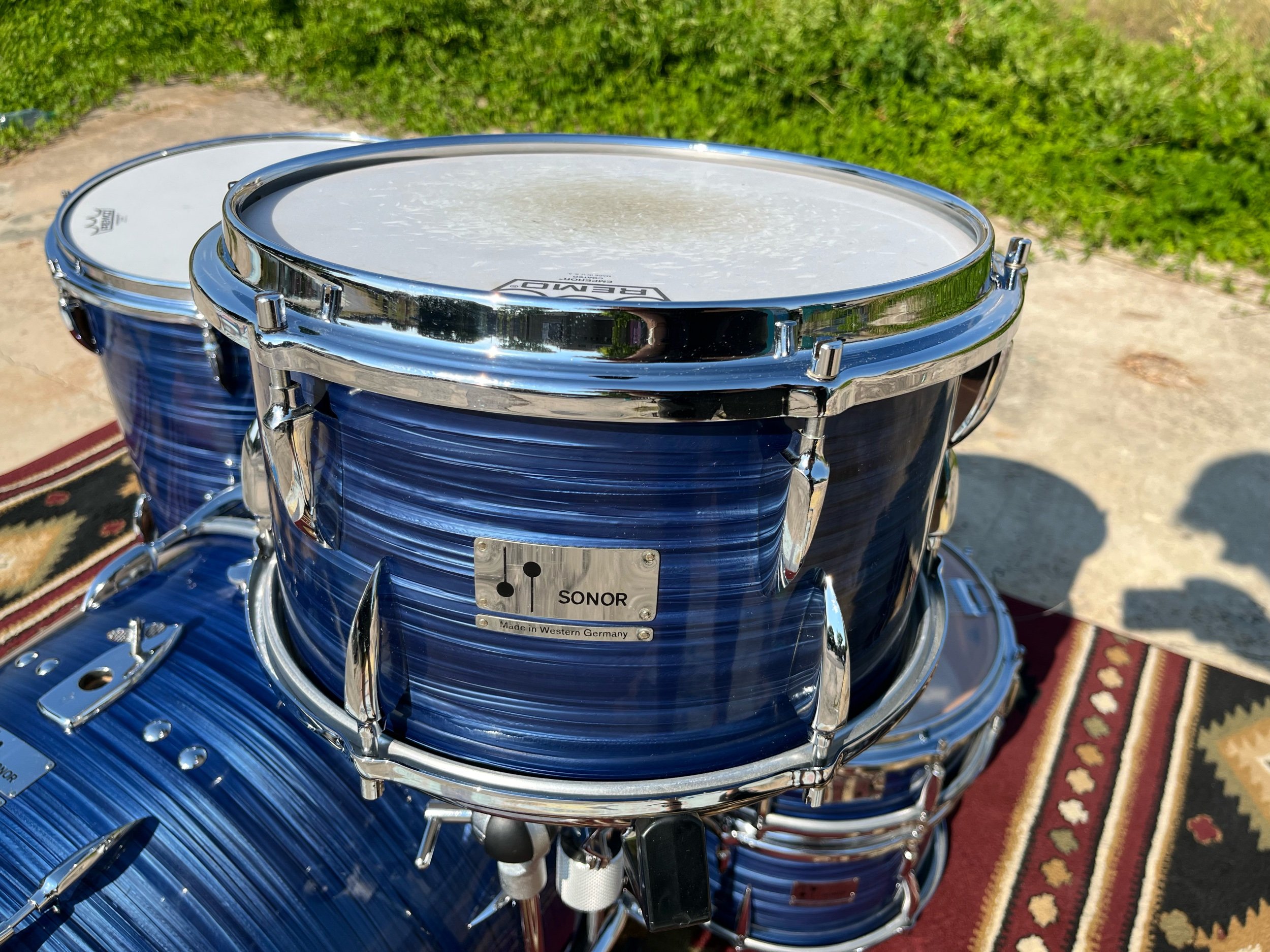Sonor Teardrop drum set 1960's blue wrap drums for sale