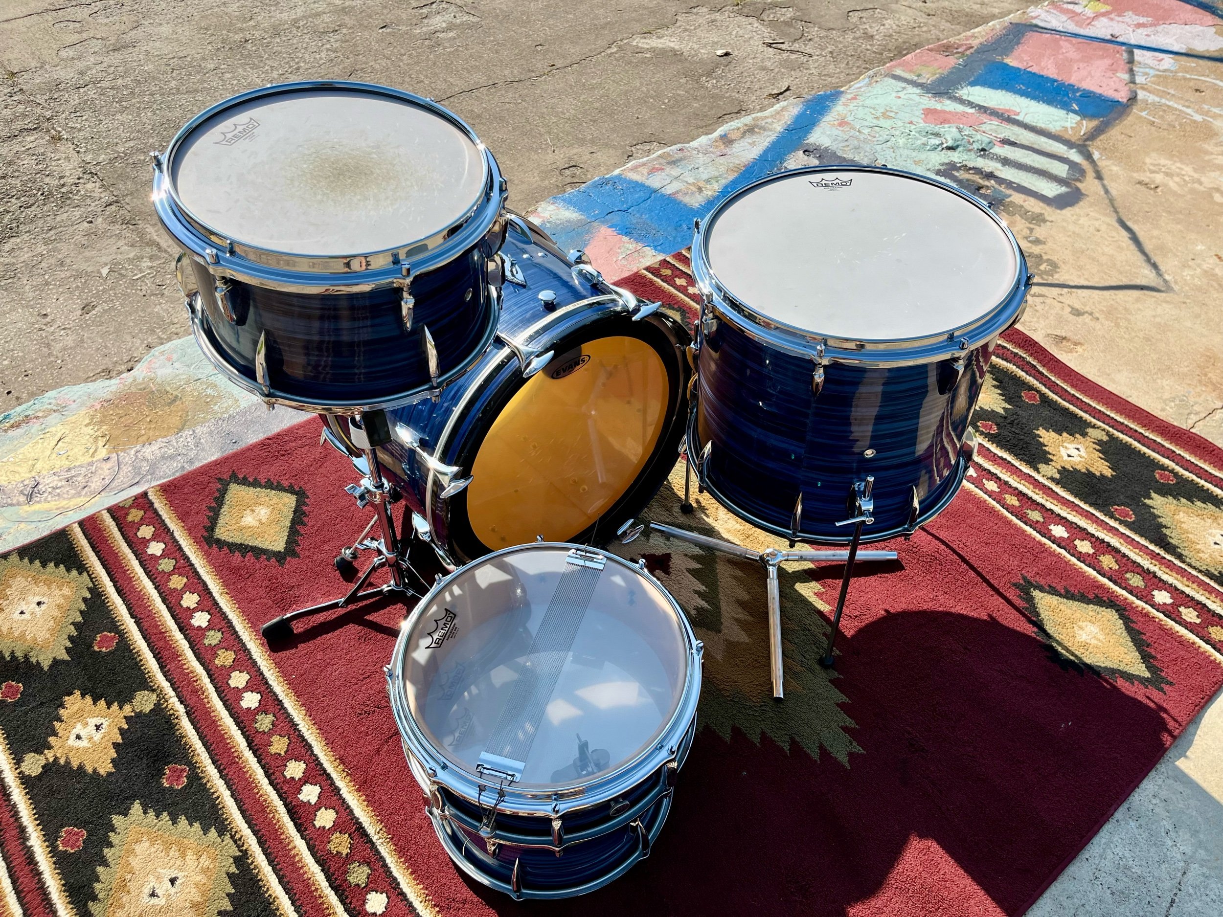 Sonor Teardrop drum set 1960's blue wrap drums for sale
