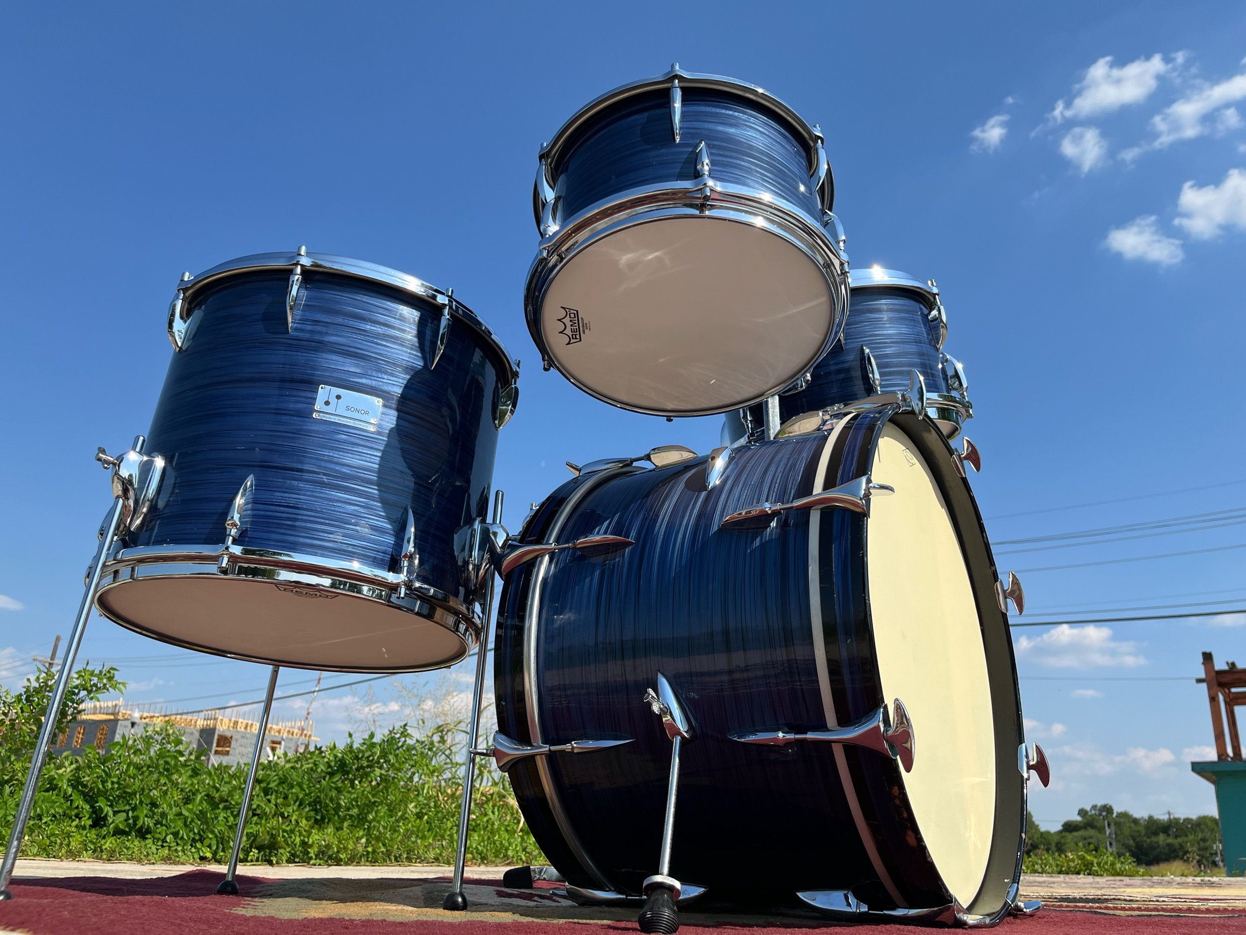 Sonor Teardrop drum set 1960's blue wrap drums for sale