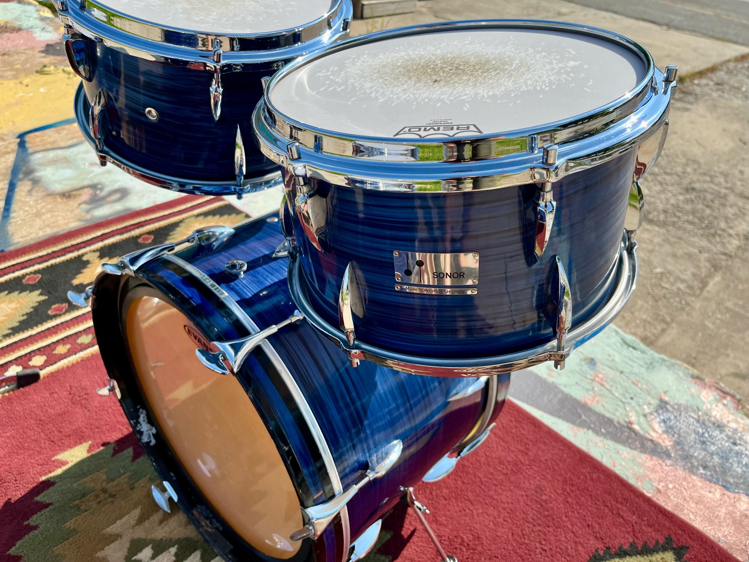 Sonor Teardrop drum set 1960's blue wrap drums for sale