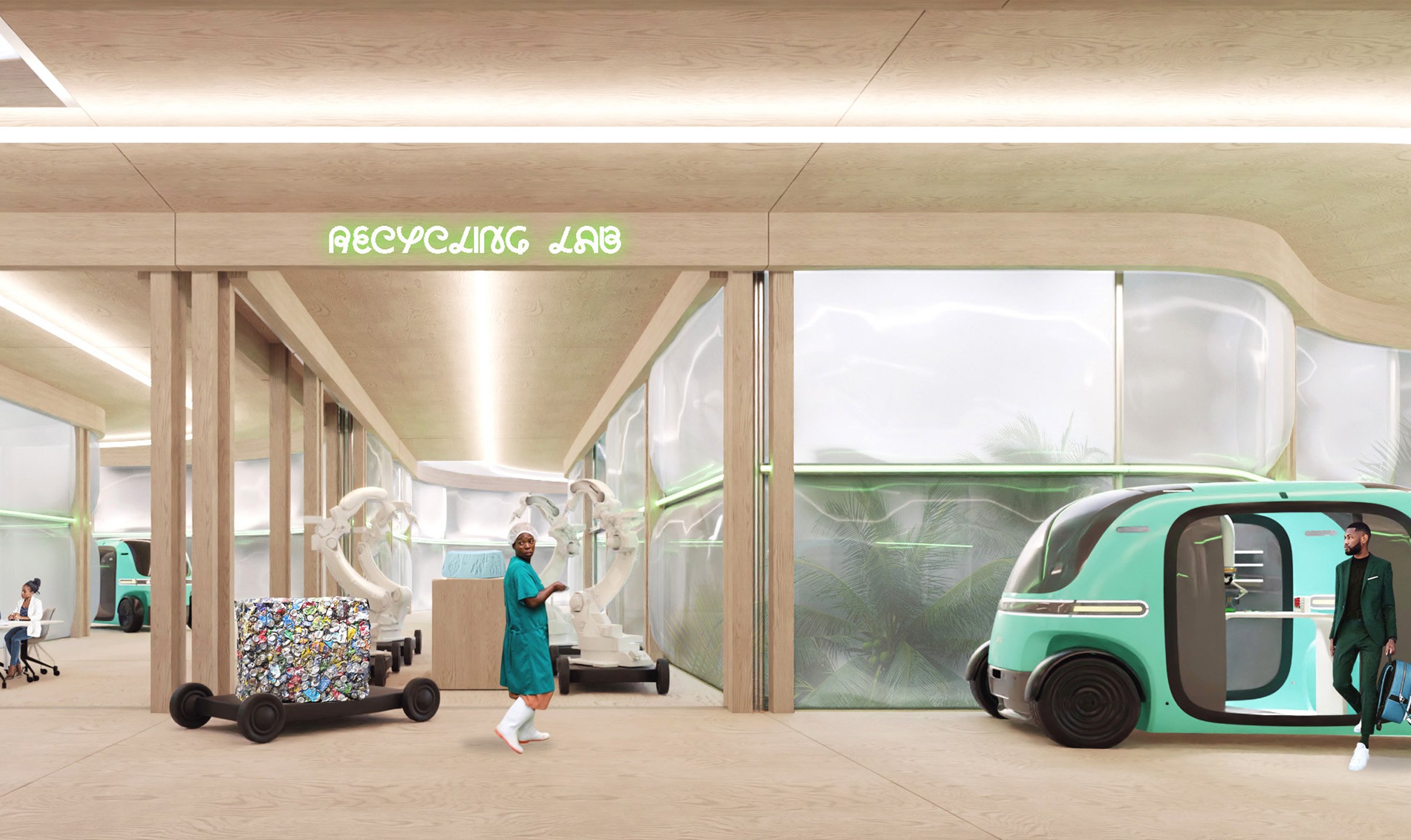 Perspective view on the recycling laboratory