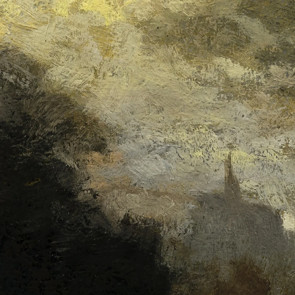 Study after: Jules Dupre' - landscape by Moonlight by M Francis McCarthy - 8x8 (Detail 1)