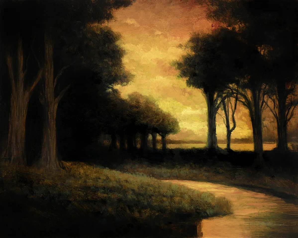 Woodland Brook at Sunset by M Francis McCarthy - 8x10 Oil on Wood Panel