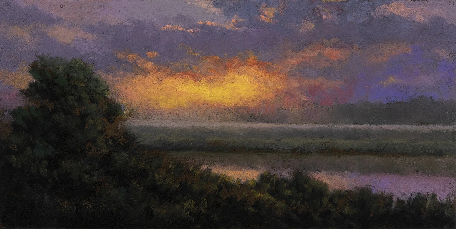 Rivers Edge by M Francis McCarthy - 5x10 Oil on Wood Panel