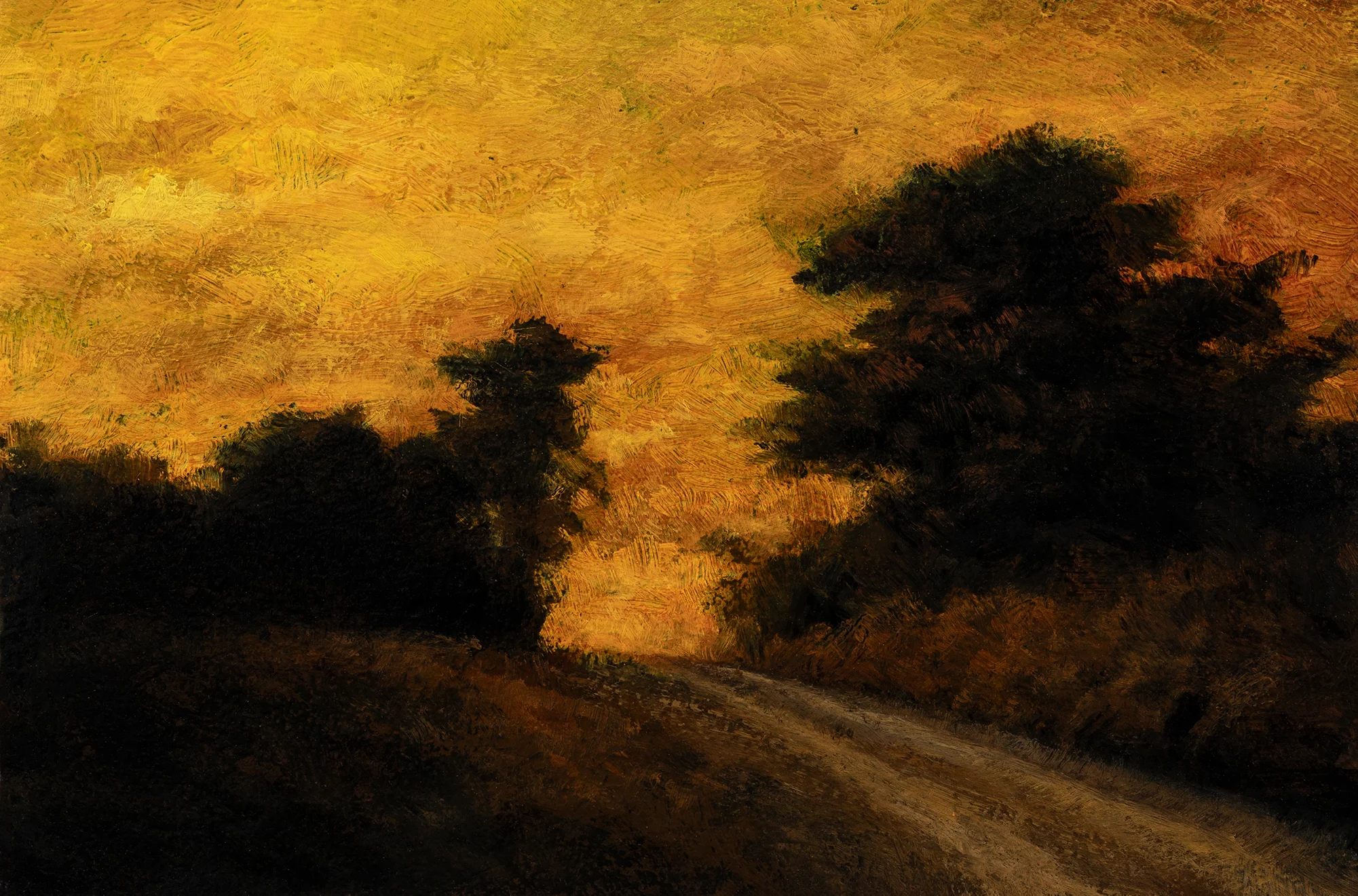 Sunset Road by M Francis McCarthy - 4x6 Oil on Wood Panel