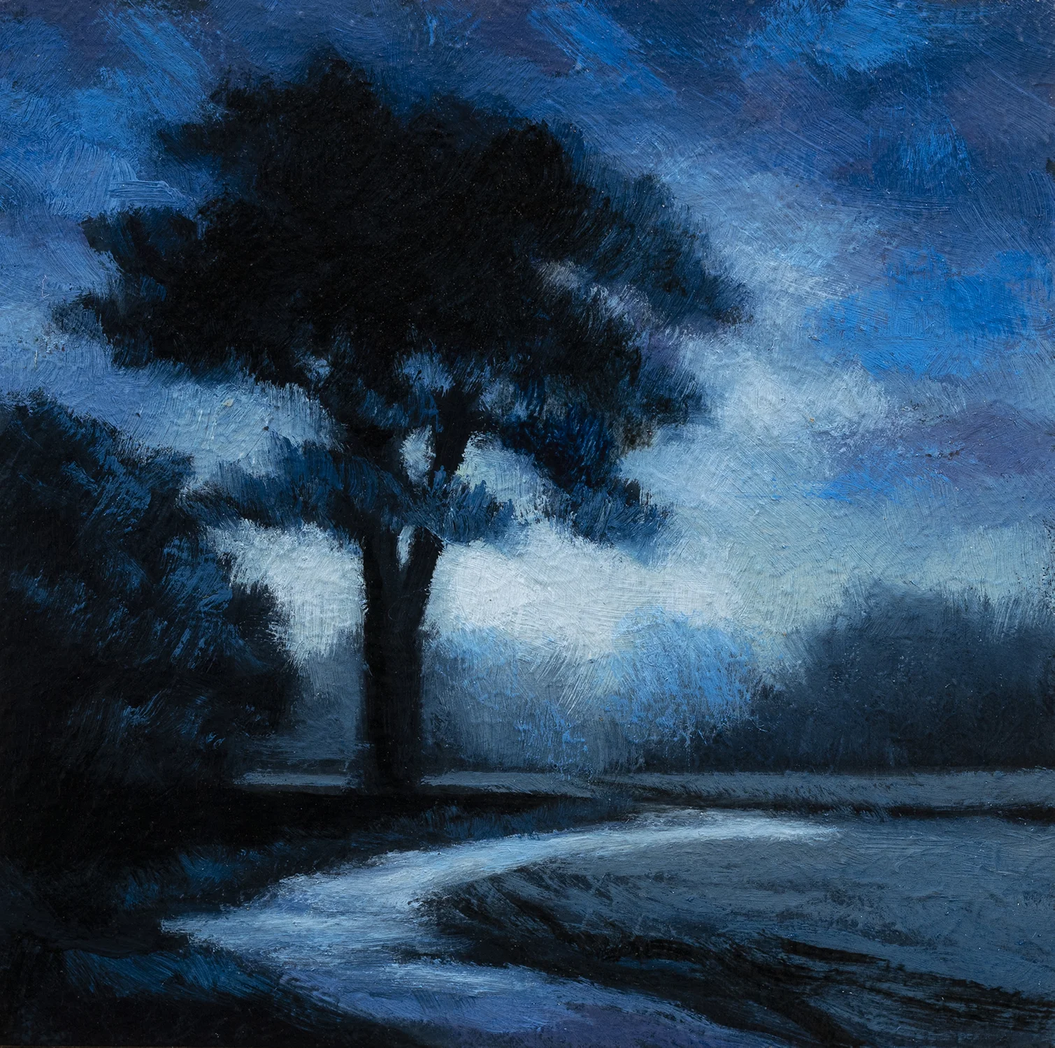 Blue Nocturne by M Francis McCarthy - 3½x3½ Oil on Wood Panel
