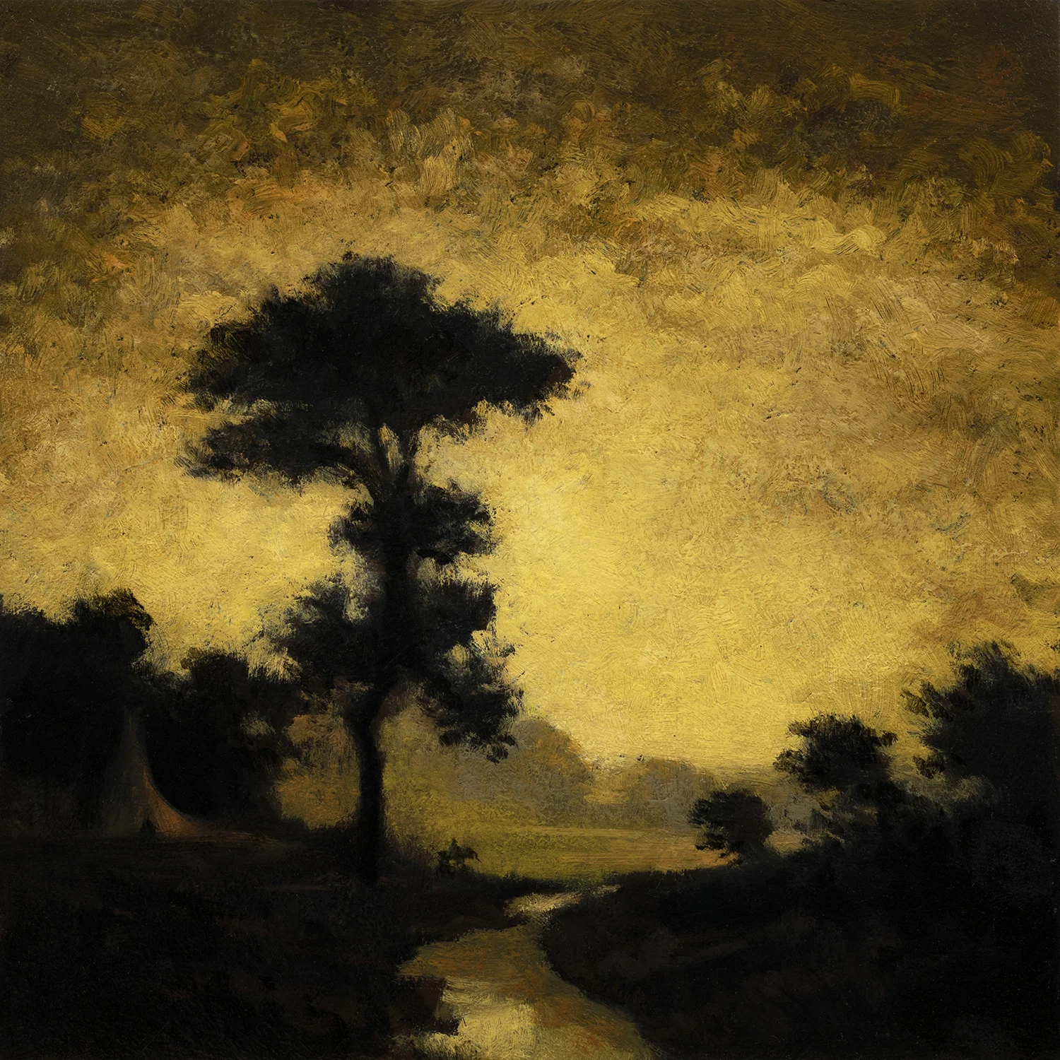 Study after Ralph Albert Blakelock Moonlight by M Francis McCarthy - 8x8 Oil on Wood Panel