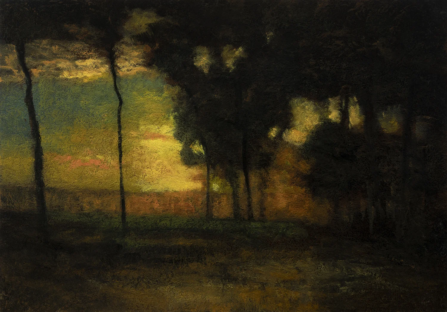 Study after George Inness Sunset in the Old Orchard by M Francis McCarthy - 7x10 Oil on Wood Panel