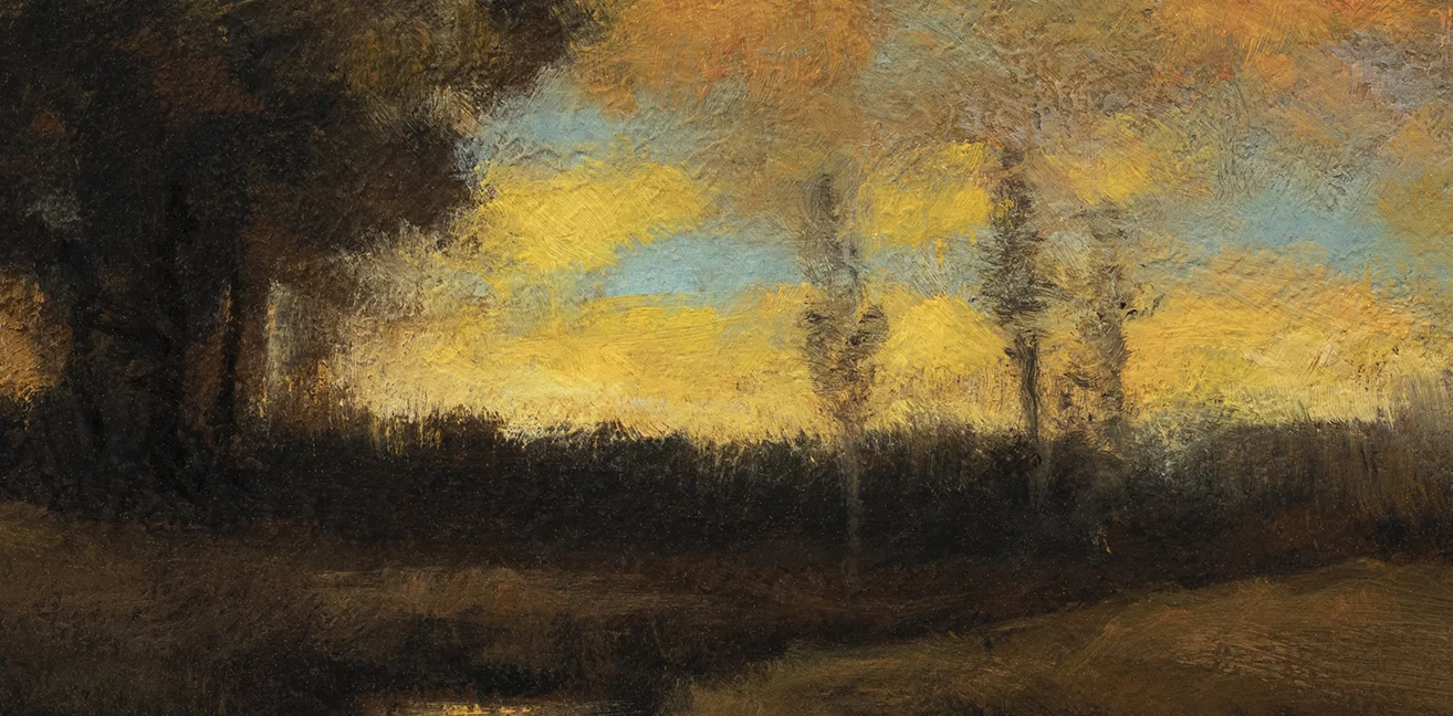 Study after: Charles Appel - Evening sunset with river by M Francis McCarthy - 5x10 (Detail)