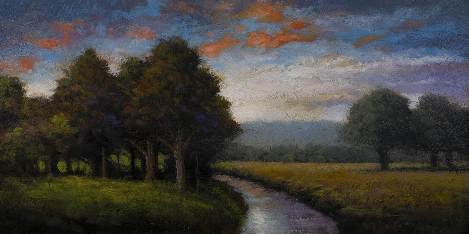 Stream through the Field by M Francis McCarthy - 5x10 Oil on Wood Panel