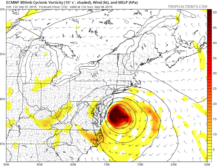 European model forecast for Sunday night.