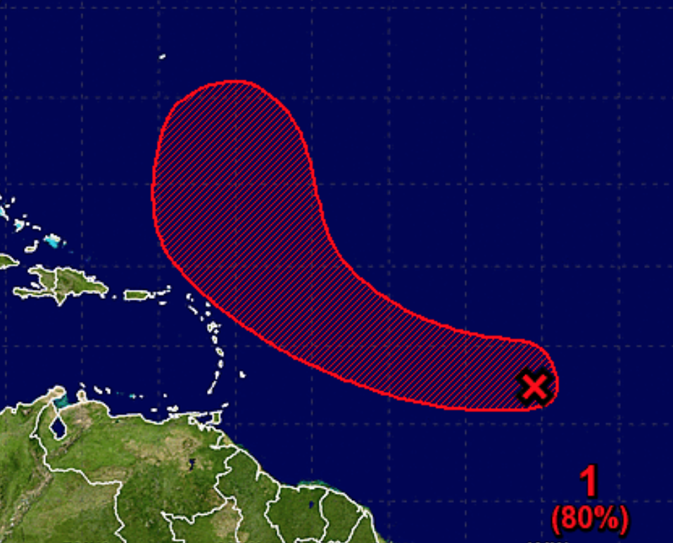Invest 94L has a high chance of developing &amp; could become our next tropical storm as it tracks into the open central Atlantic. This system is not a threat to land at this time.