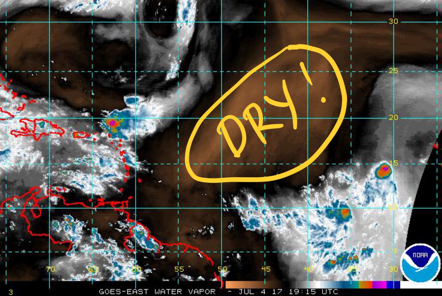 Very dry air can be seem NW of 94L in the water vapor imagery.