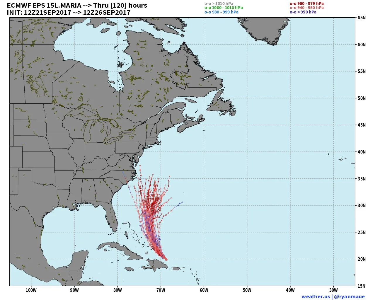 Latest European ensemble model runs only shows a few tracks towards the Mid-Atlantic&nbsp;