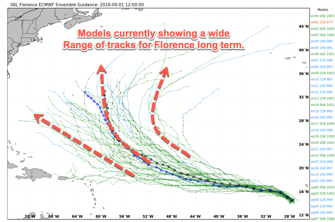 12Z EURO ensemble tracks from 9/1/18. A very wide cone at the end of the forecast.