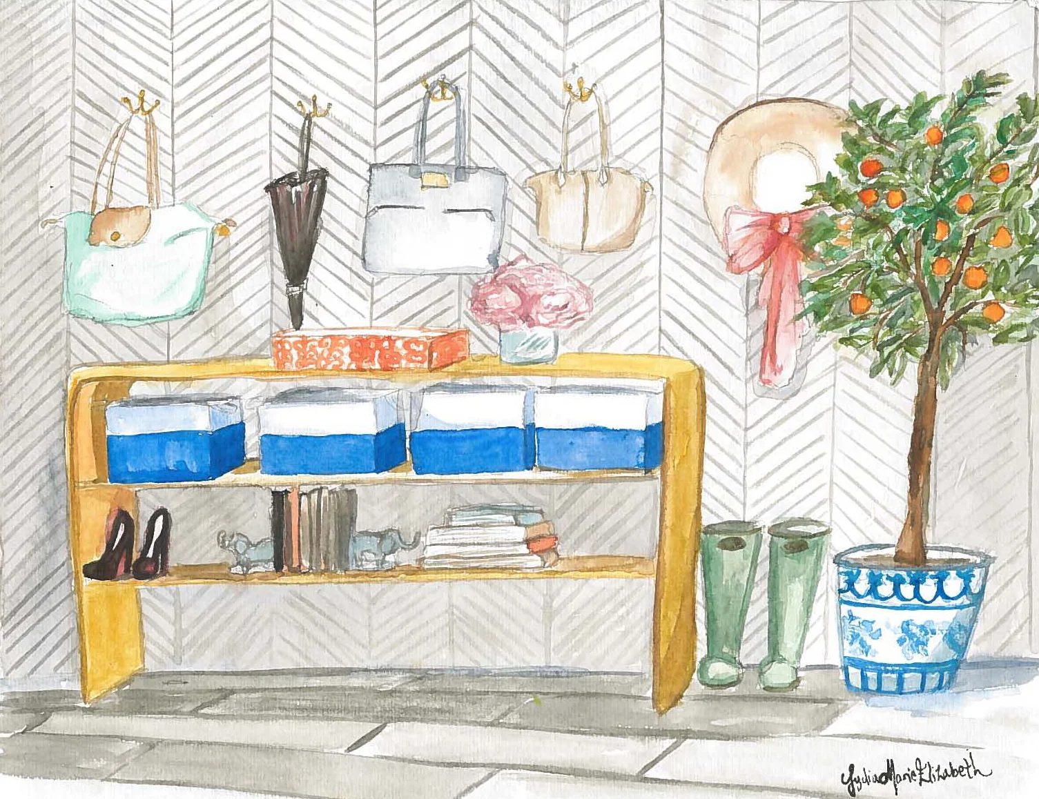 Lydia Marie Elizabeth Interior Design Orange Tree and designer handbags watercolor.jpg