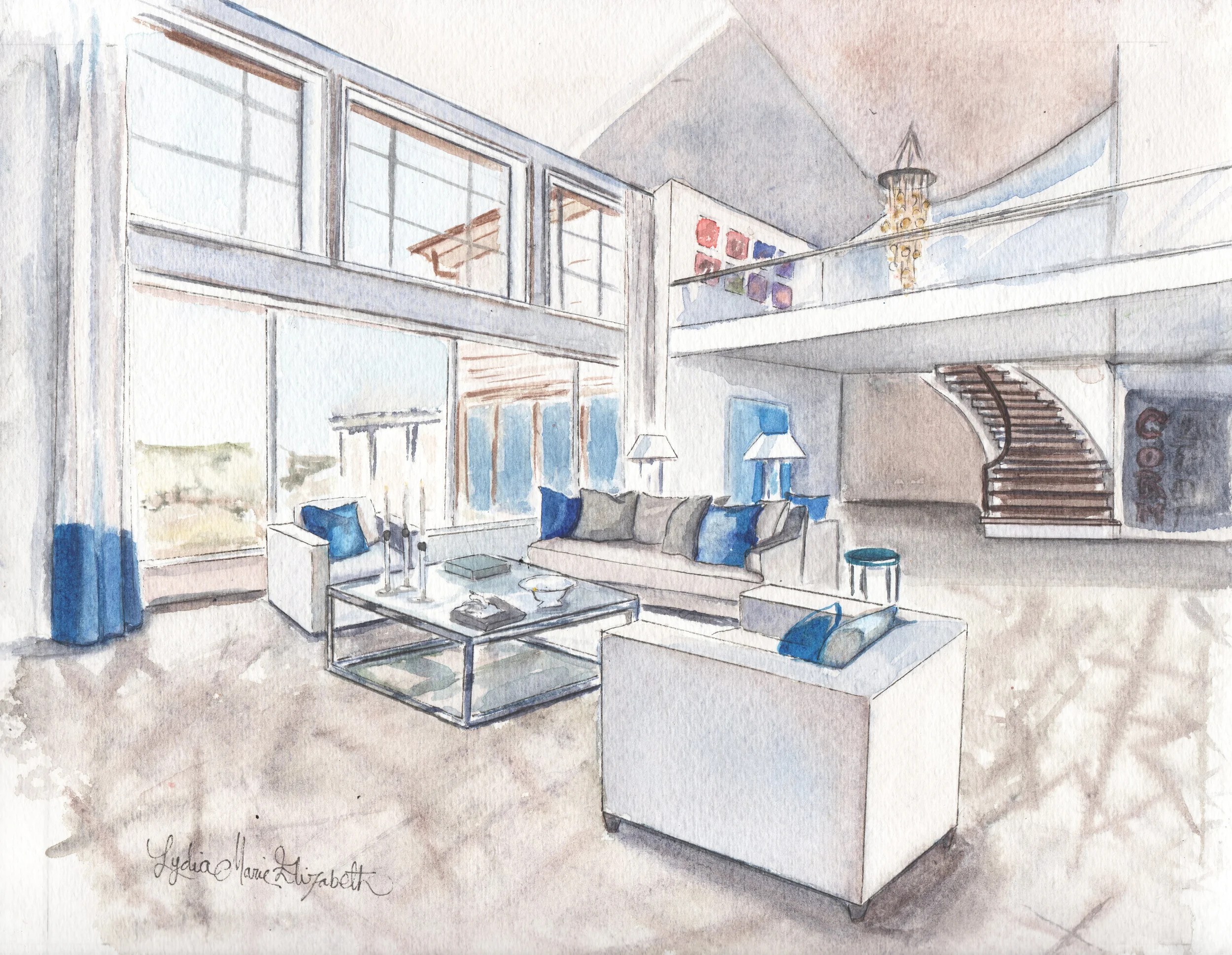 Lydia Marie Elizabeth Interior Portrait Illustration