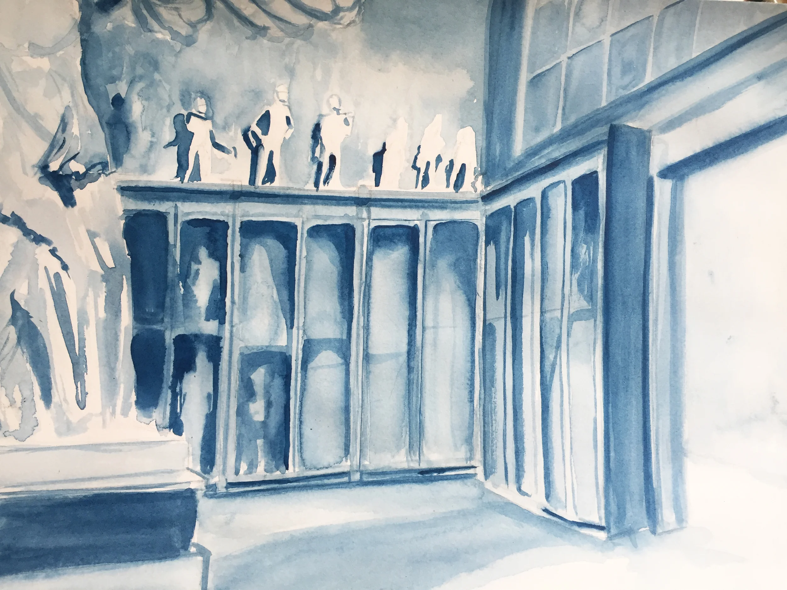 "Under the Wings of Victory" in cobalt. 