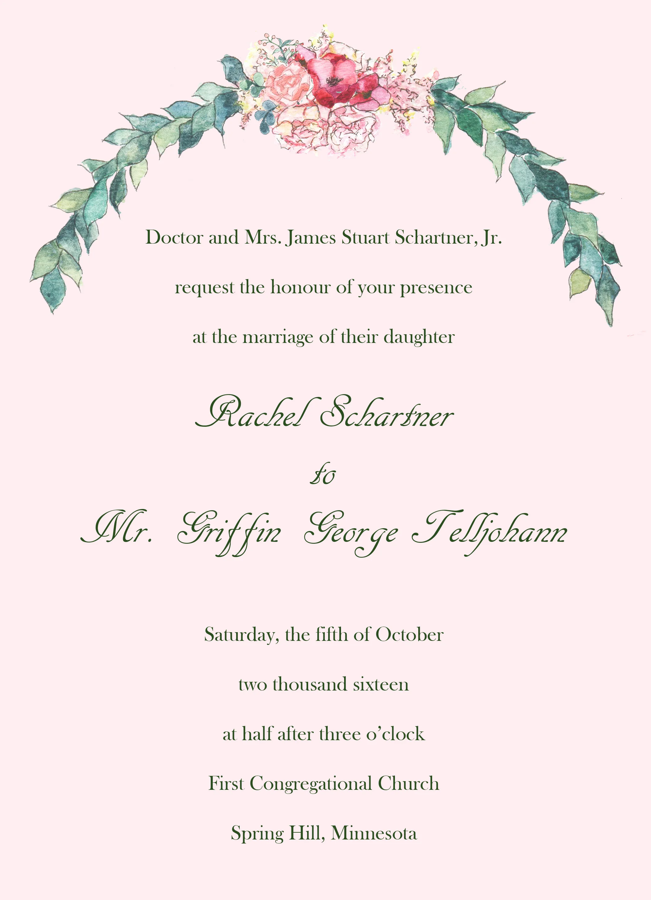 Lydia Marie Elizabeth Wedding Invitation Suite Illustration