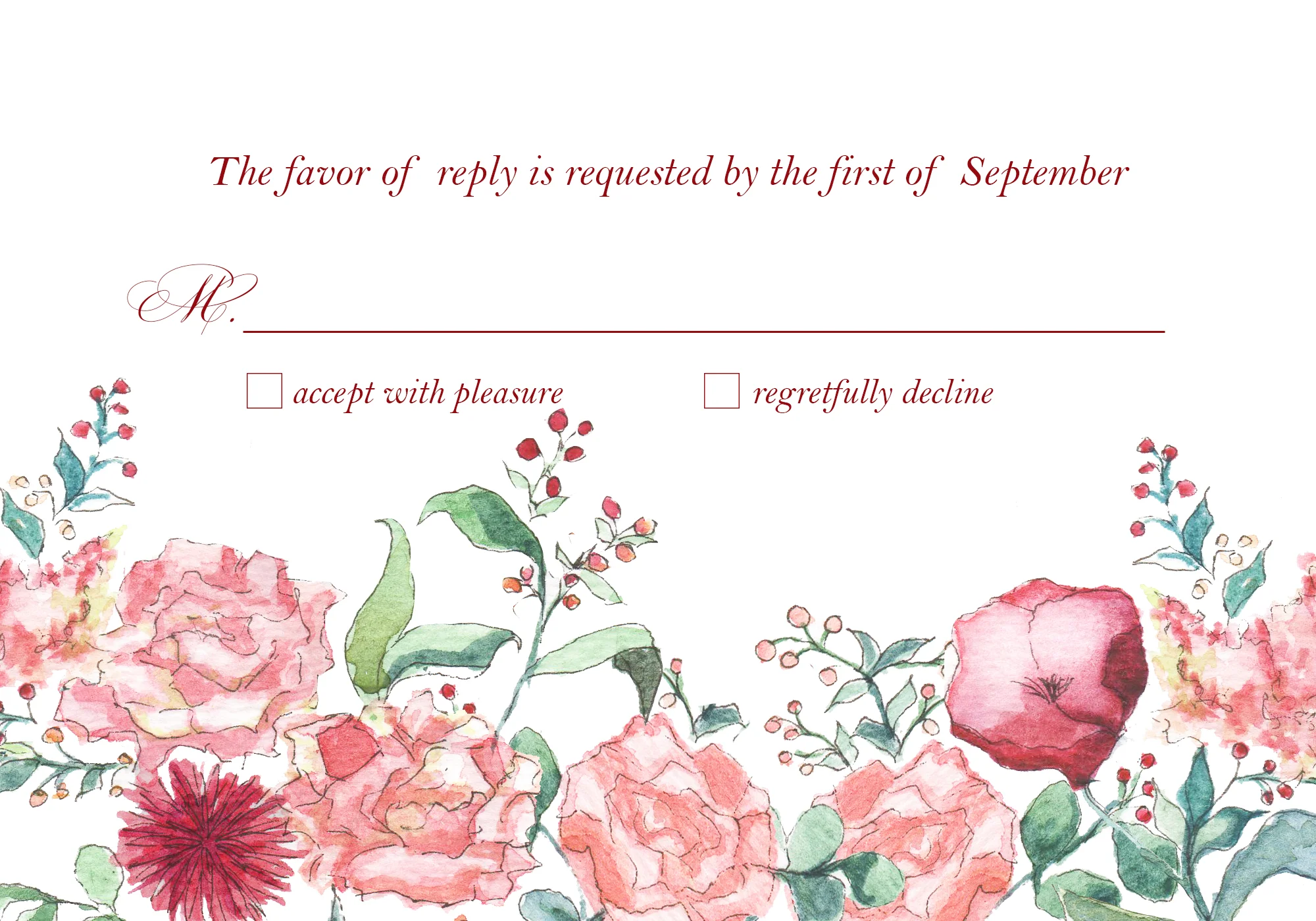 Lydia Marie Elizabeth Wedding Invitation Suite Illustration Reception Card