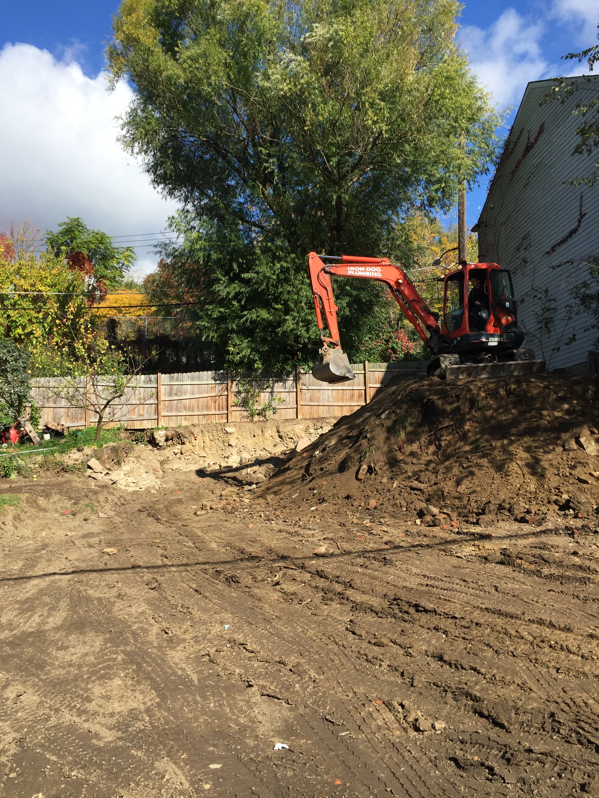 The progress is visible from the alley.