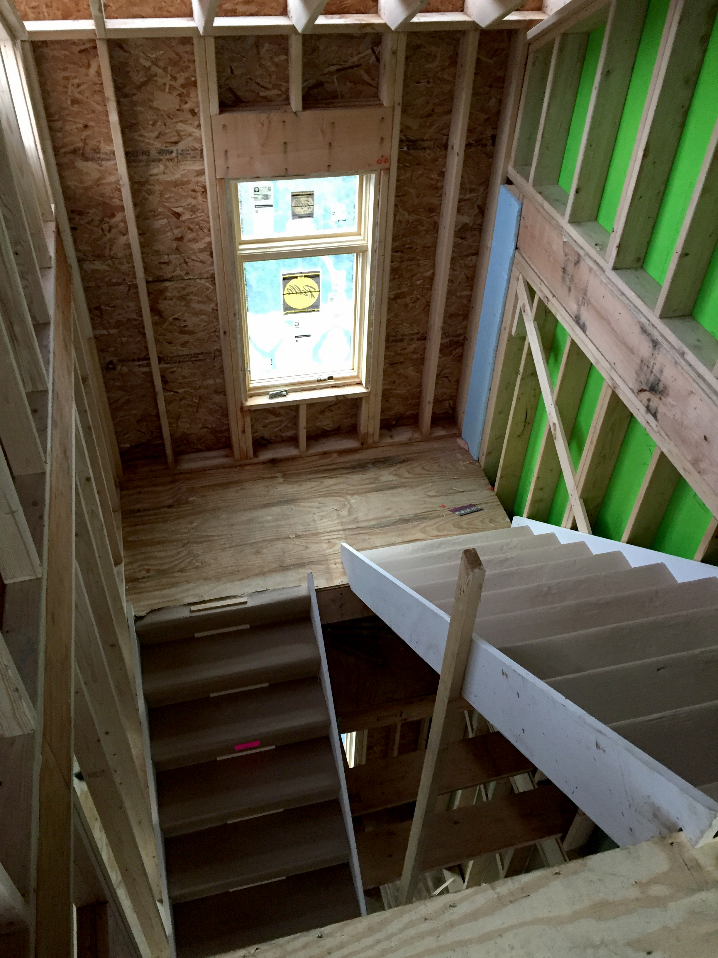 Stairs installed, providing a much less harrowing ascent to the roof deck.