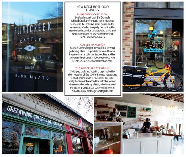 Clockwise from top left: FlintCreek Cattle Co., G&O Family Cyclery, Coyle’s Bakeshop, Greenwood Space Travel Supply Company
