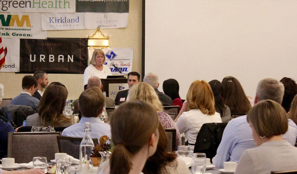 Blake Peterson/staff photo Mayor Penny Sweet gave an address at a Feb. 13 Kirkland Chamber of Commerce luncheon.