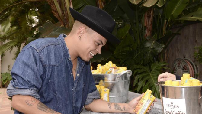 Evan Ross checking out Gevalia's new Iced Almond Milk Coffee:)