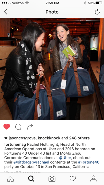 Fortune Magazine's guests just got more fortunate taking home these Herschel #giftbagsbyRachael full of swag - October 2016