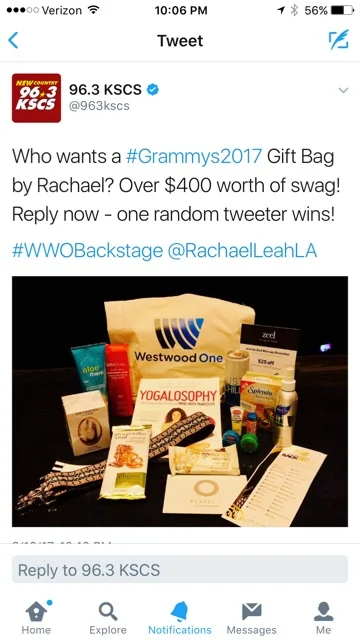 Grammy gift bag Twitter radio giveaways !