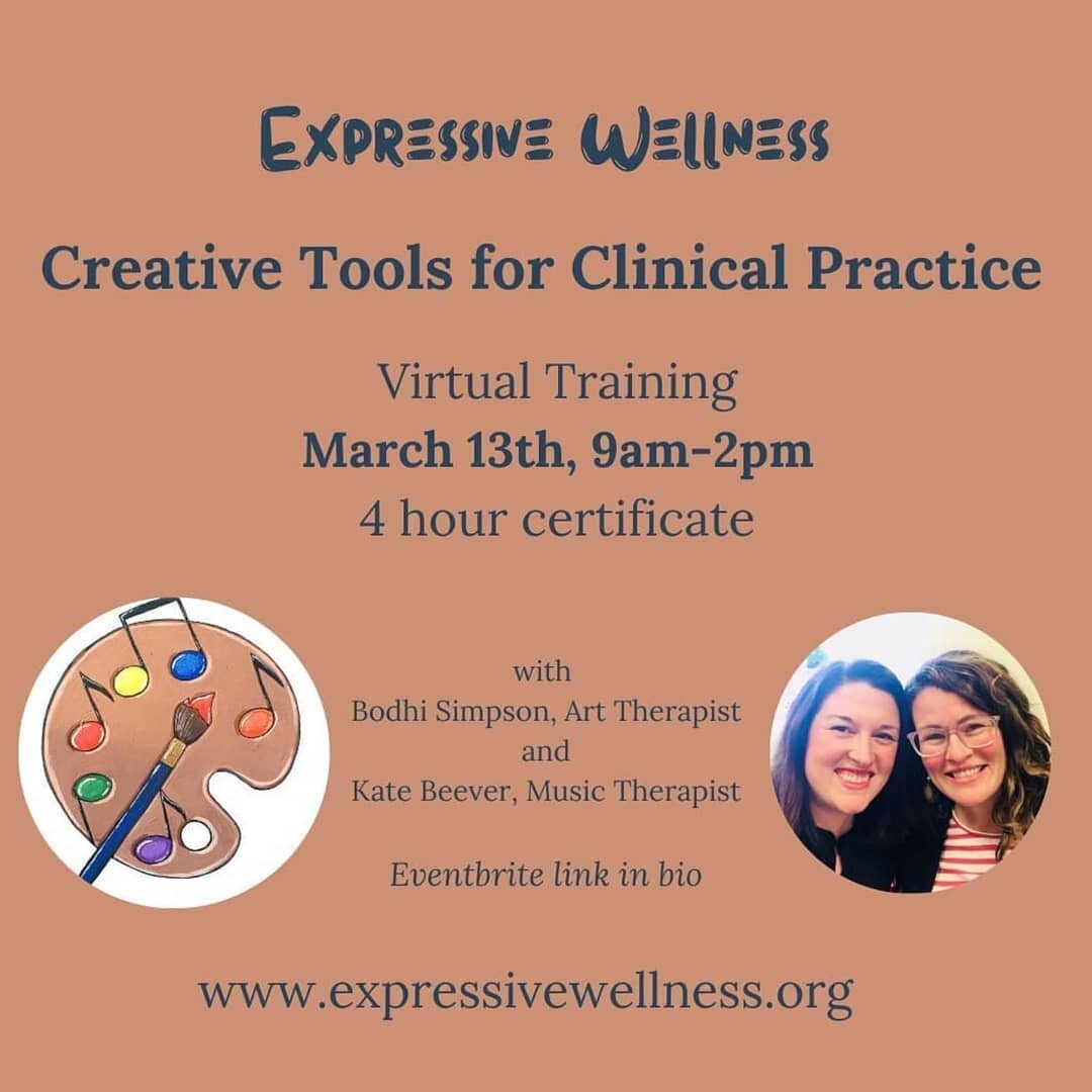 @bodhisimpson and I are excited to offer another clinical training next Saturday, March 13th, to share art &amp; music based interventions for clinicians to use with their clients.