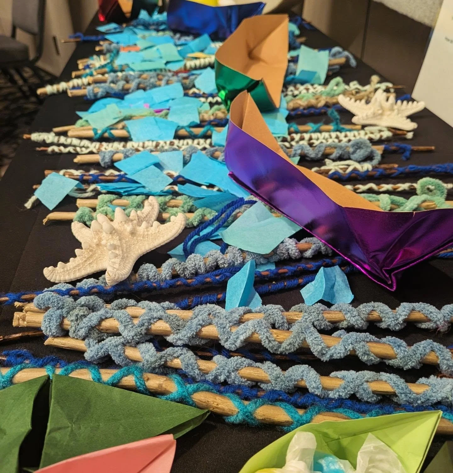 My incredible social work colleague Emily designed this river with little boats for attendees to drop their thoughts in.. thoughts about transitions. We work together at MaineHealth and are considering how best to support teens and young adults with 