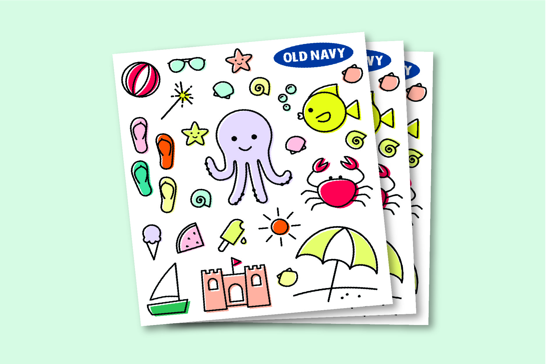 OLD NAVY SUMMER STICKER SHEET