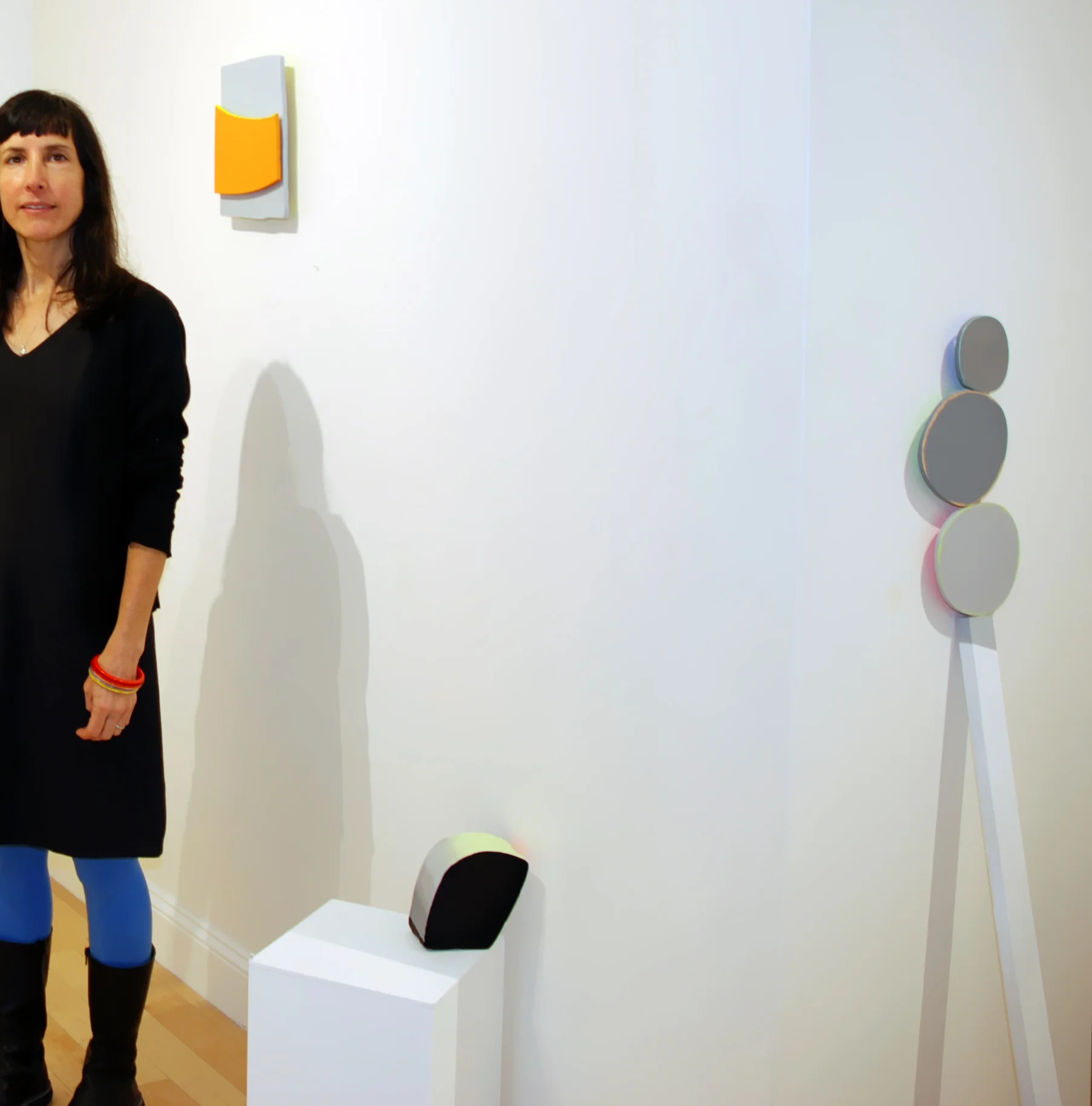 Lisa Perez with her work in the AS220 Project Space Gallery, October 4, 2014.