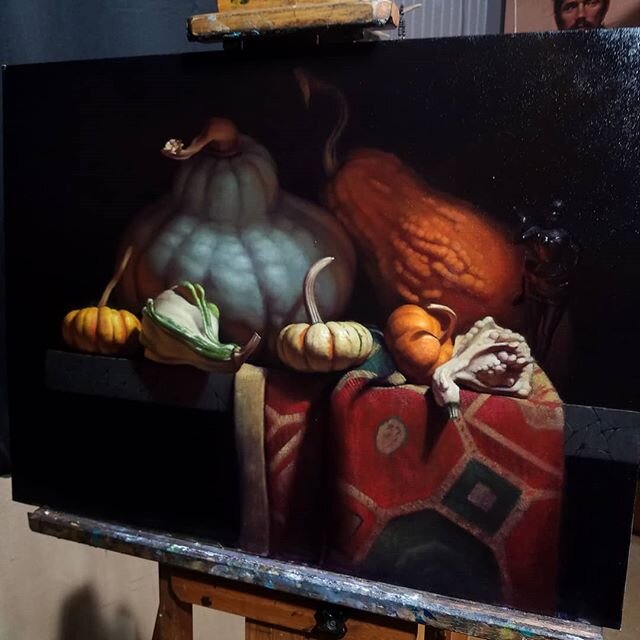 A commissioned gourd painting nearing completion. #oilpainting #stilllife #classicalrealism  #contemporaryrealism #artoftheday #artofinstagram #paintingofinstagram #painting #paintit #paintitagain