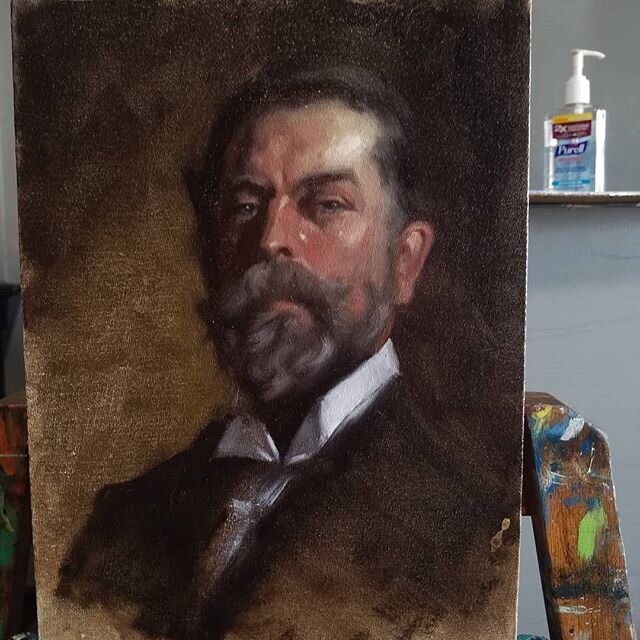 Sargent copy for a demo and Purell. Two great things at the moment. #oilpainting #portraitsketch #mastercopy #sketching #painting #paintitagain #paintingoftheday #paintthisagain #paintingsofinstagram  #art_realistic #realism #artstuff