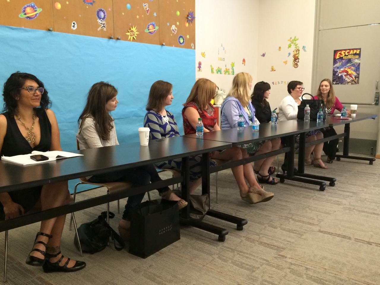 Left to right: Cindy Arora, Laura Dave, Lisa Doyle, Liz Fenton, Anna Garner, Nancy Scrofano (me), Lucie Simone, Juliette Sobanet