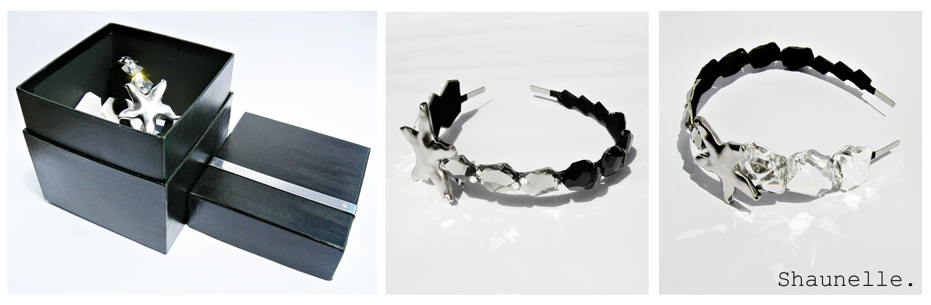 Statement bridal headpiece Beach inspired handmade Swarovski crystals and steel starfish. 
