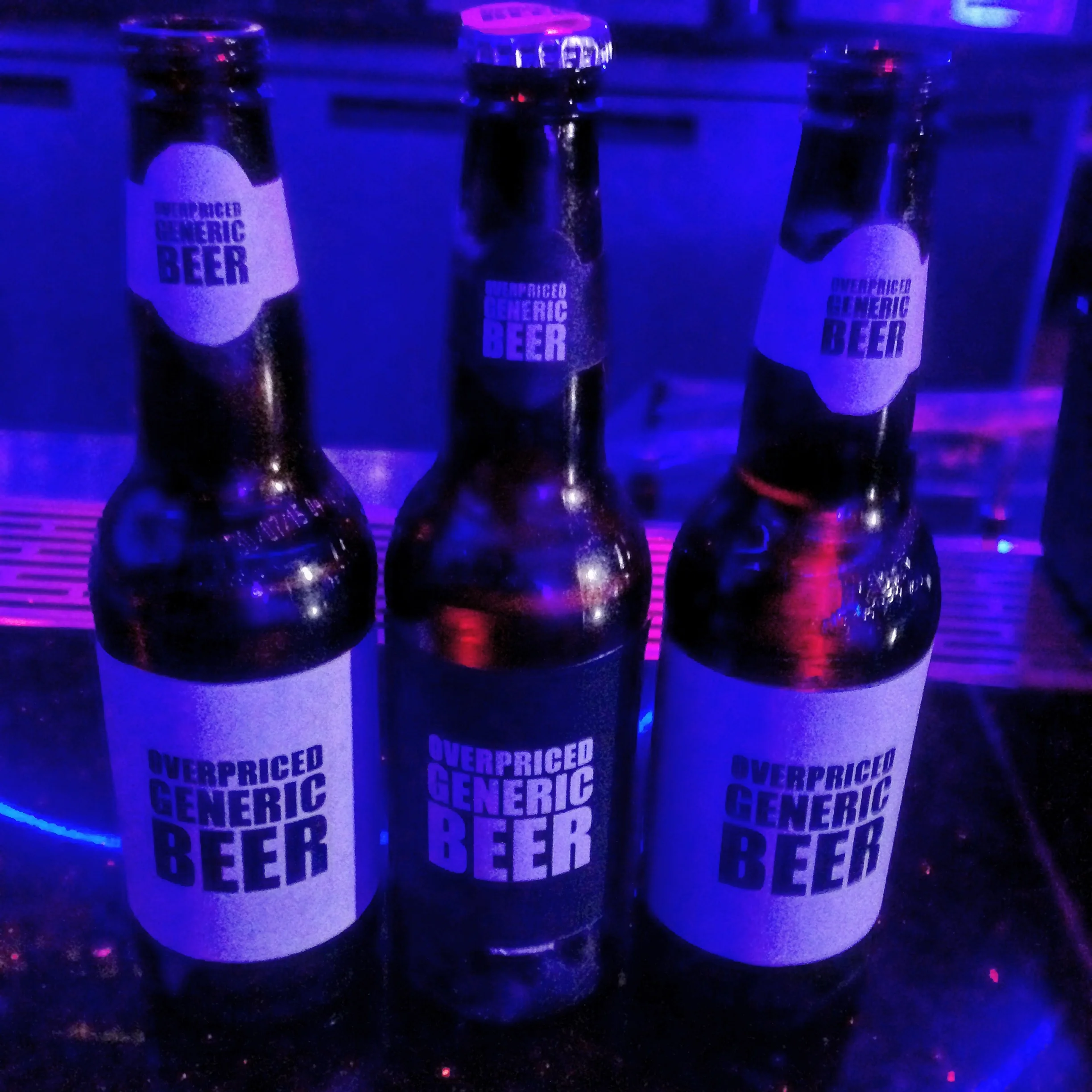 Custom parody labels for the beer bottles to avoid copyright infringement