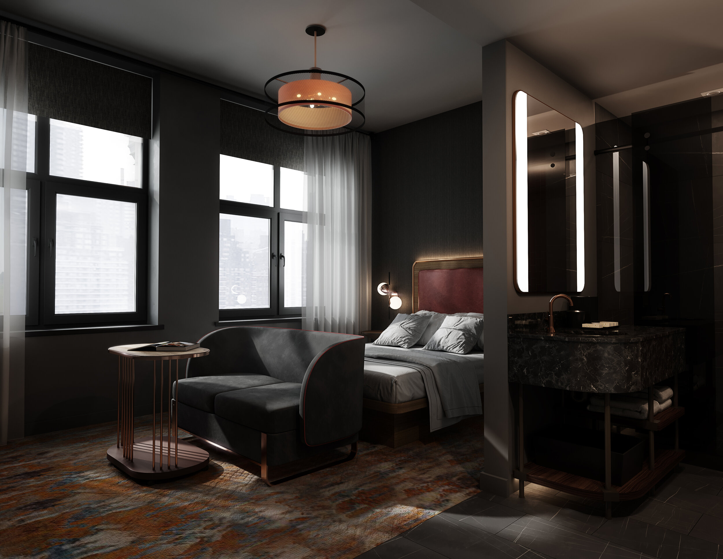  Marriott Bonvoy - Industrialist Hotel Interior 3D Rendering by Azeez Bakare Studios 