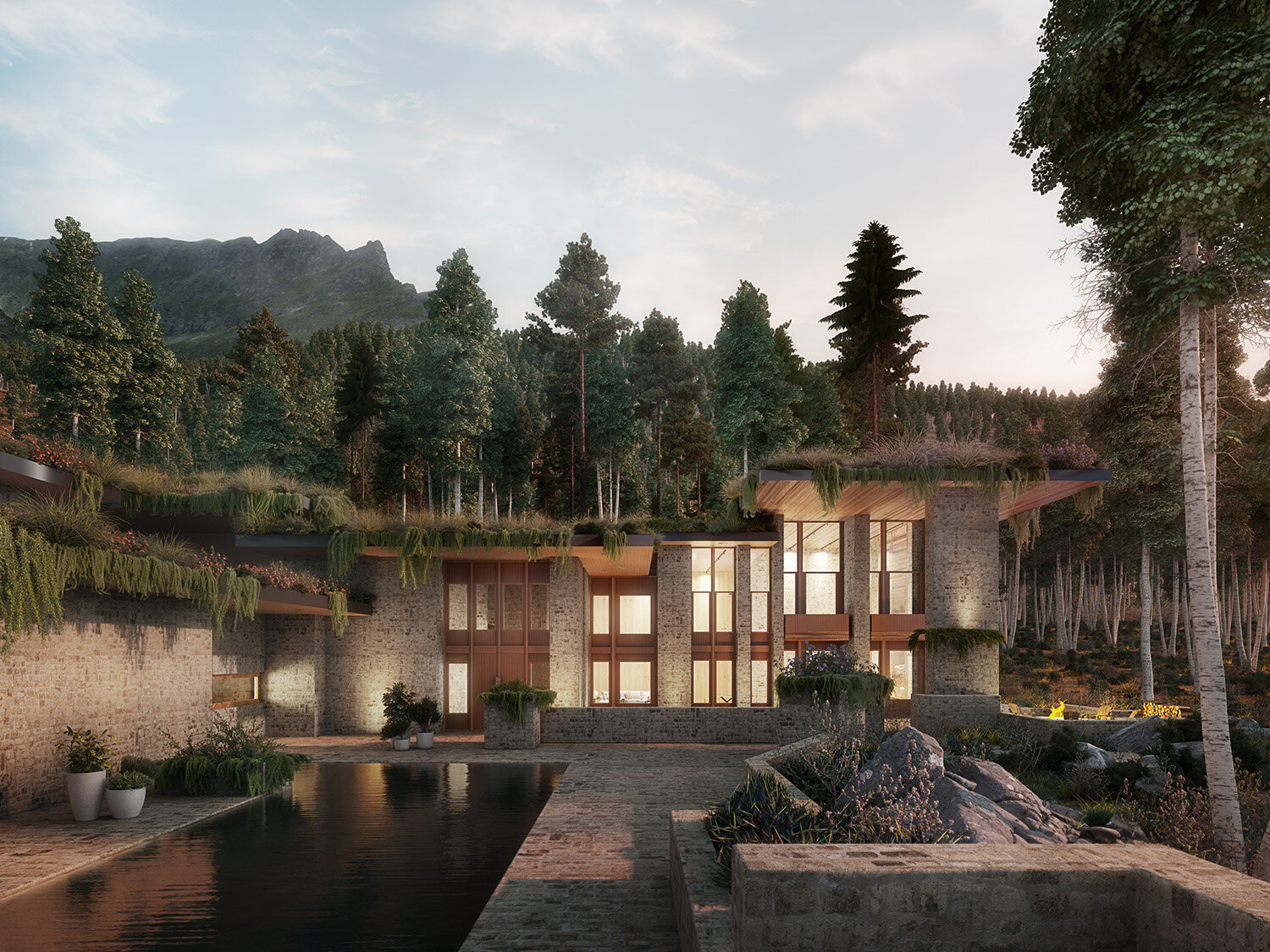  Club in the Rocky Mountains - by INC Architecture &amp; Design - 3D Rendering by Azeez Bakare Studios 