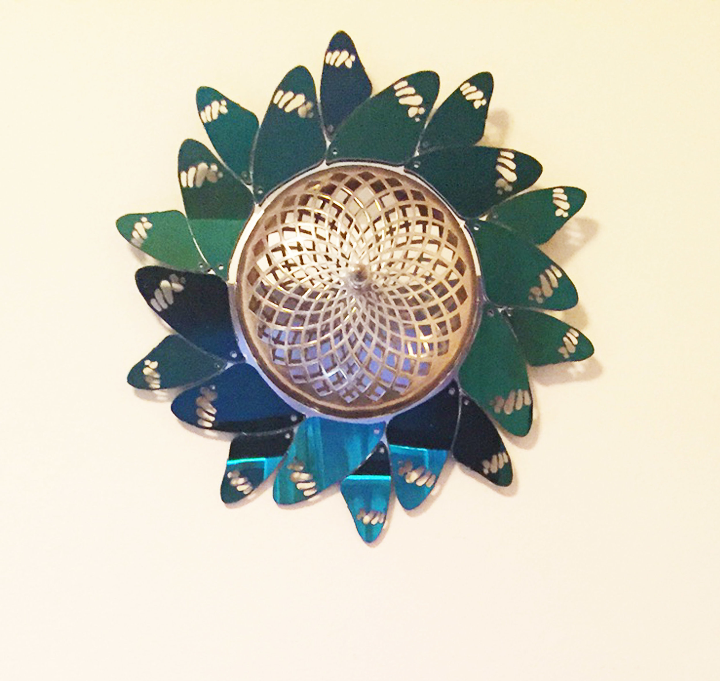 Kaleido : Spiral #1 Acrylic, sterling silver, stainless steel. 14" Diameter Limited number available, made upon request. Contact for price