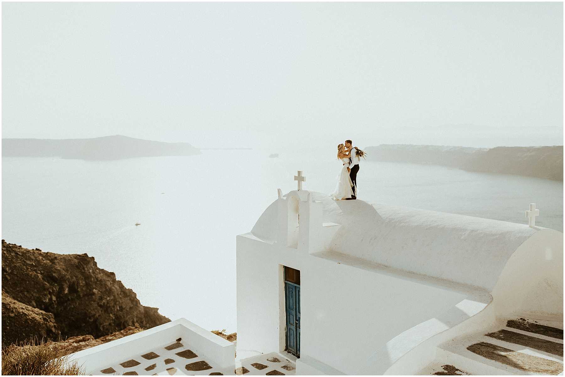 An adventurous elopement in Santorini Greece