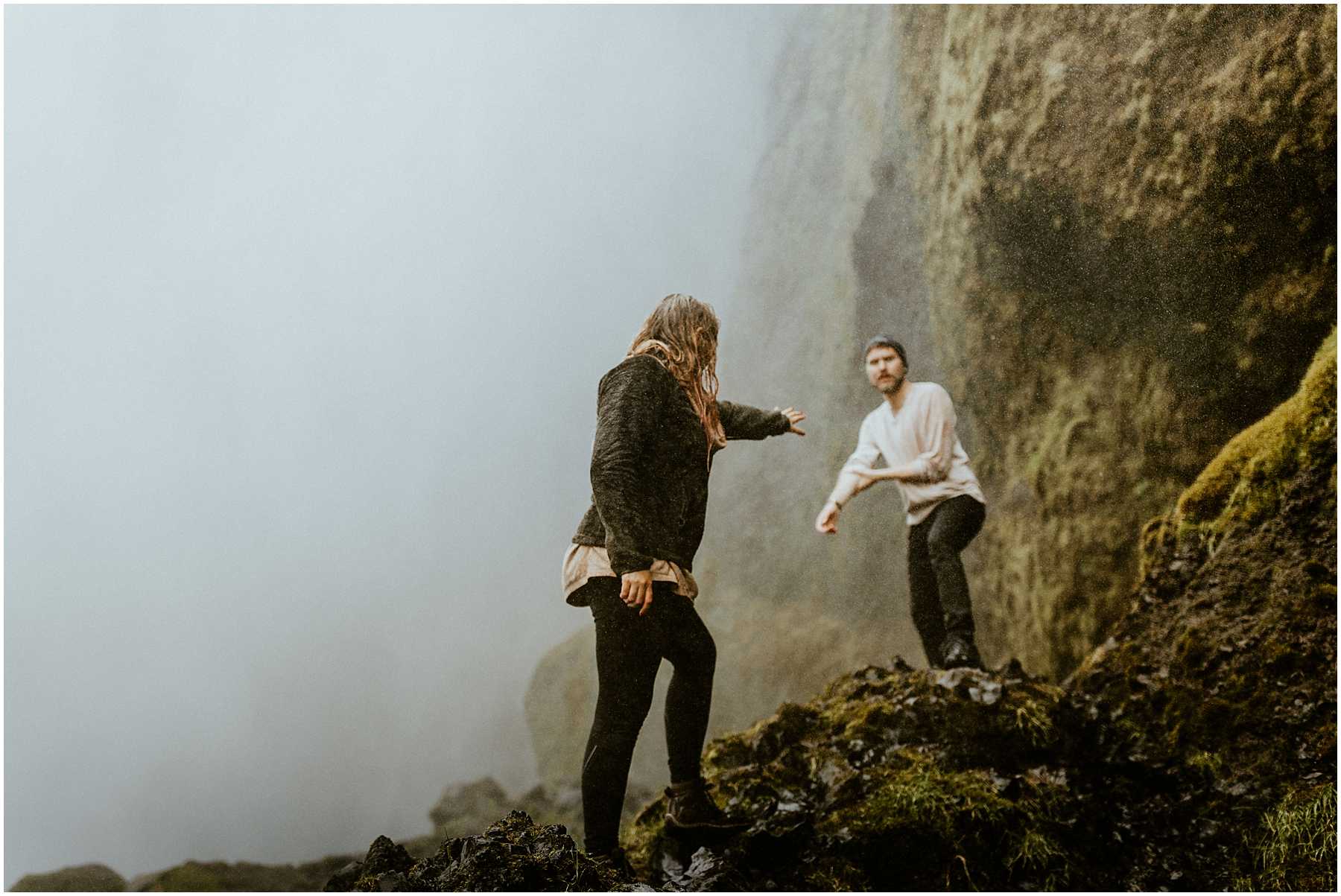 An adventurous couple during their anniversary in Iceland